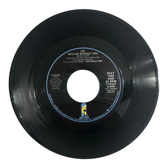 U2 “With or Without You” 1987 7” Vinyl Single with Sleeve Island Records - Picture 3 of 4